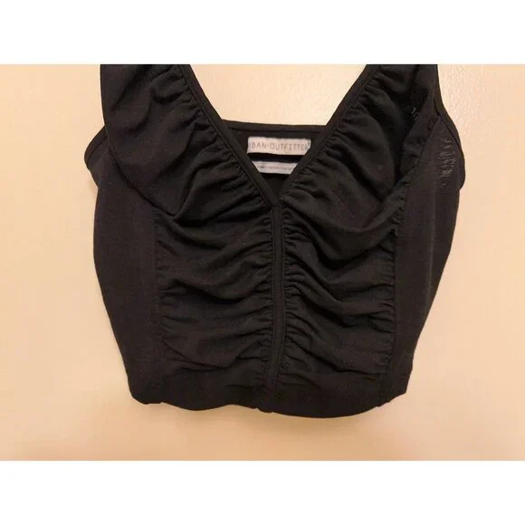Urban Outfitters/ Women’s Crop Top/ Black/Ruched Crop drawstring/ Small - Picture 2 of 12